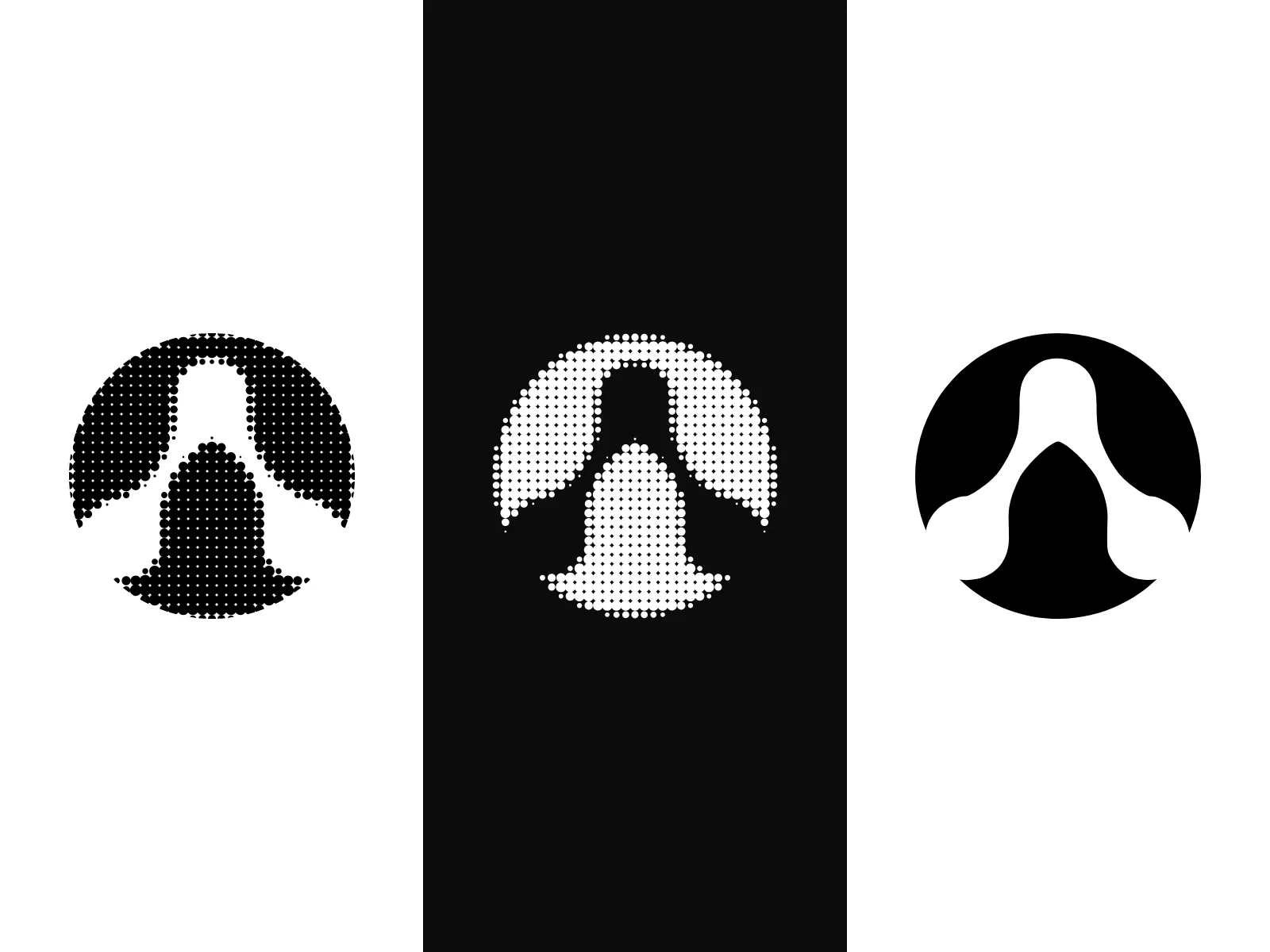 The Mary symbol in its crisp, halftone and solid cuts.